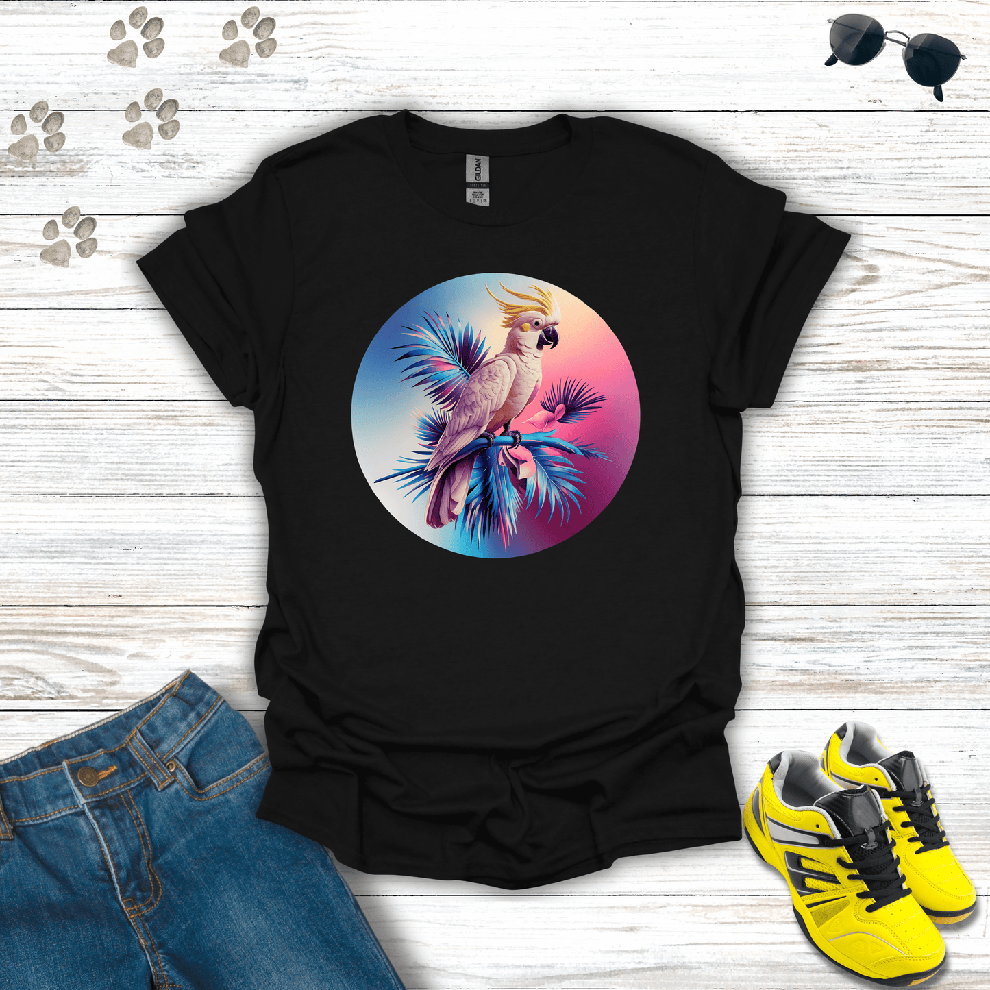 Vibrant Cockatoo T-Shirt Black / S unisex graphic t-shirt