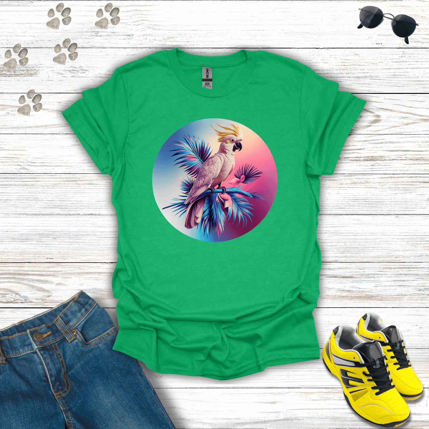 Vibrant Cockatoo T-Shirt Heather Irish Green / S unisex graphic t-shirt