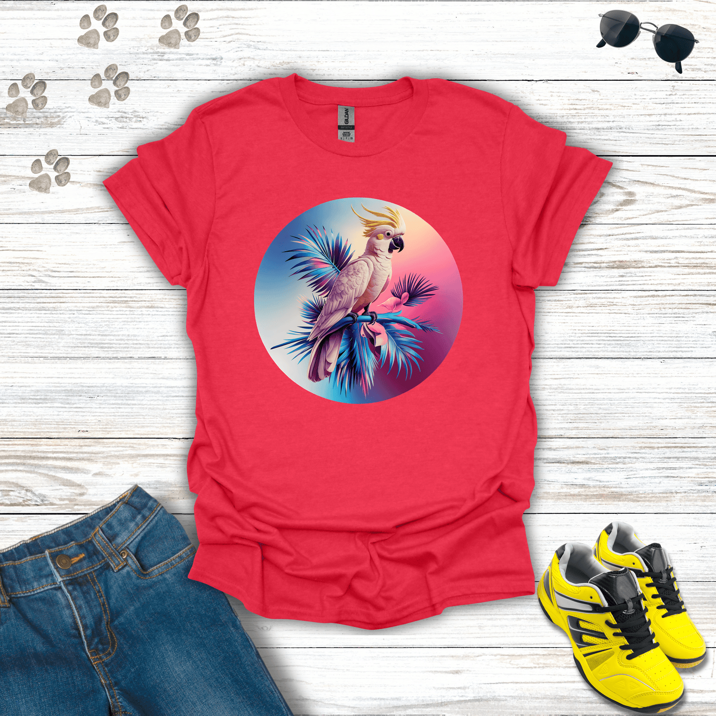 Vibrant Cockatoo T-Shirt Heather Red / S unisex graphic t-shirt