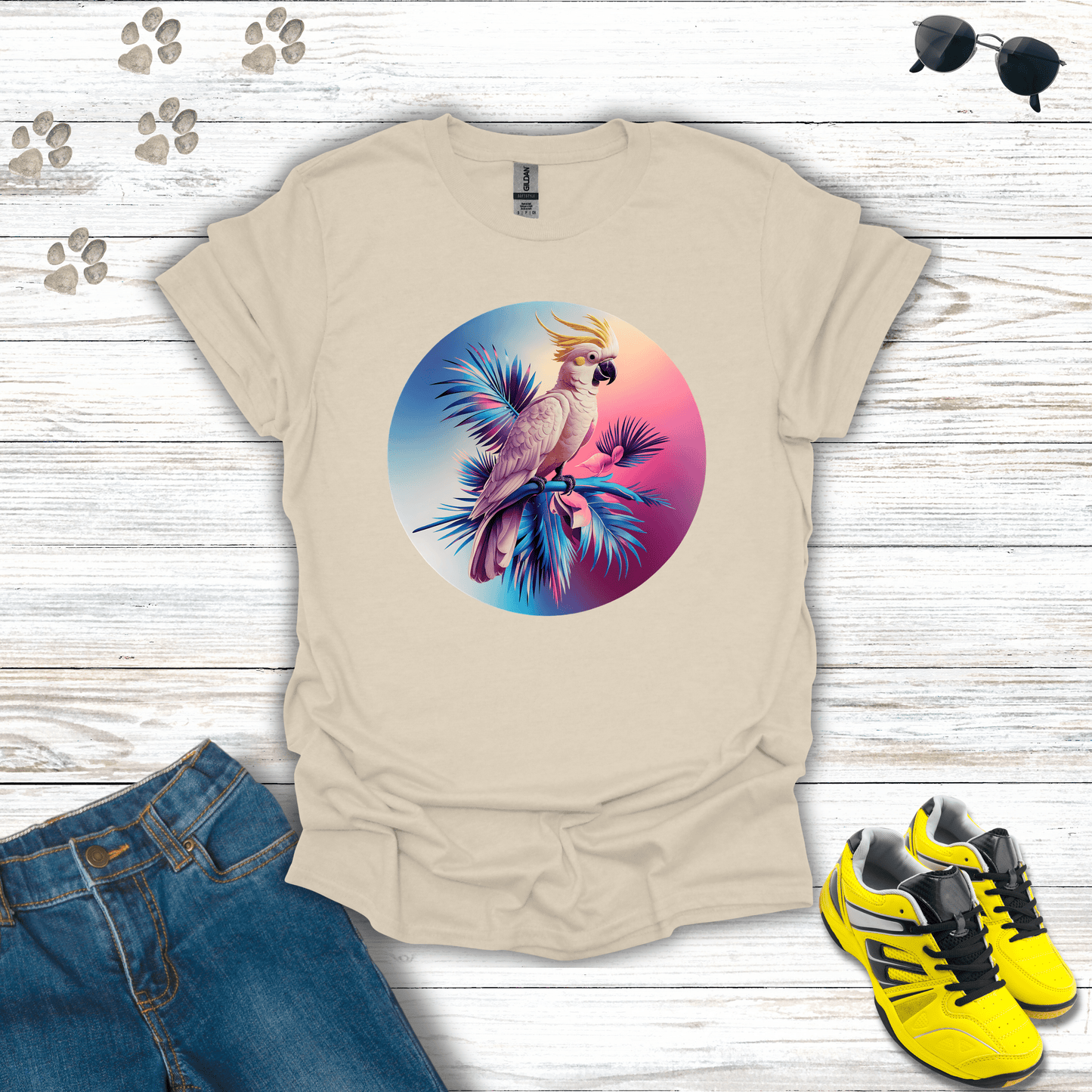 Vibrant Cockatoo T-Shirt Natural / S unisex graphic t-shirt
