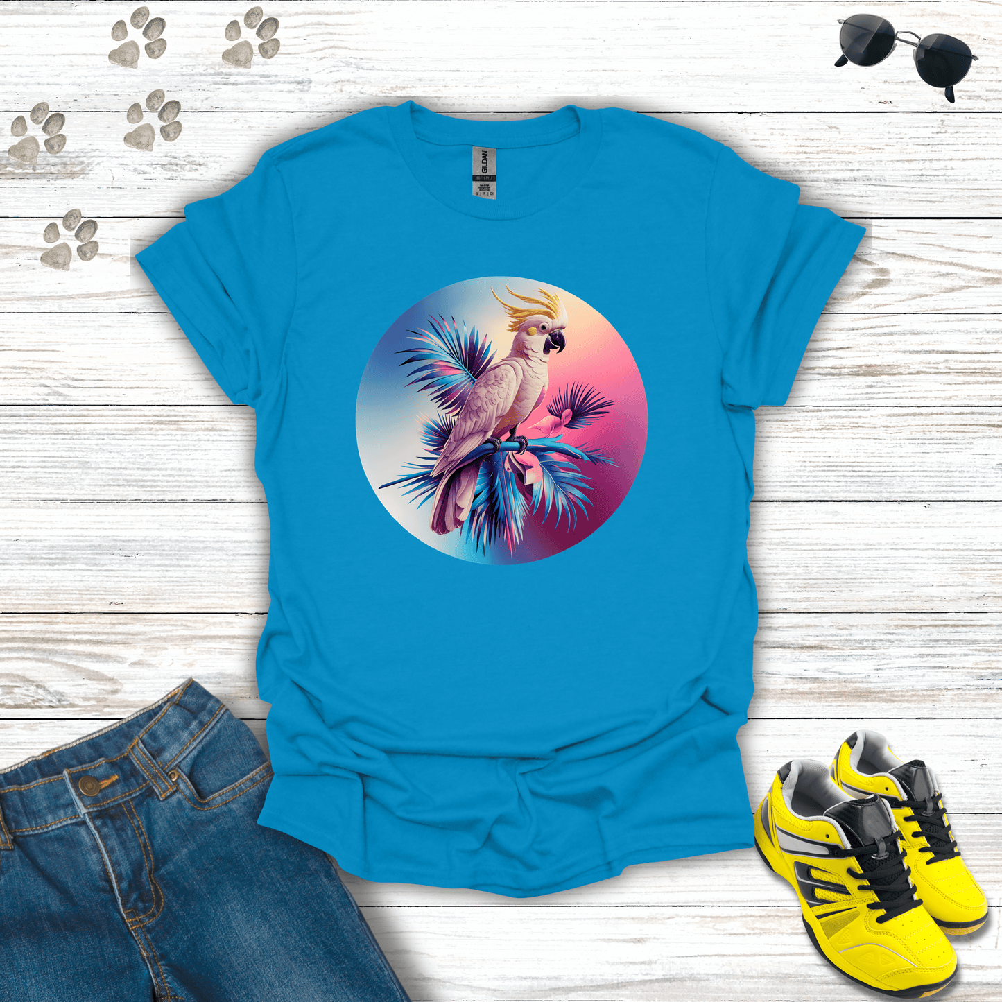 Vibrant Cockatoo T-Shirt Sapphire / S unisex graphic t-shirt