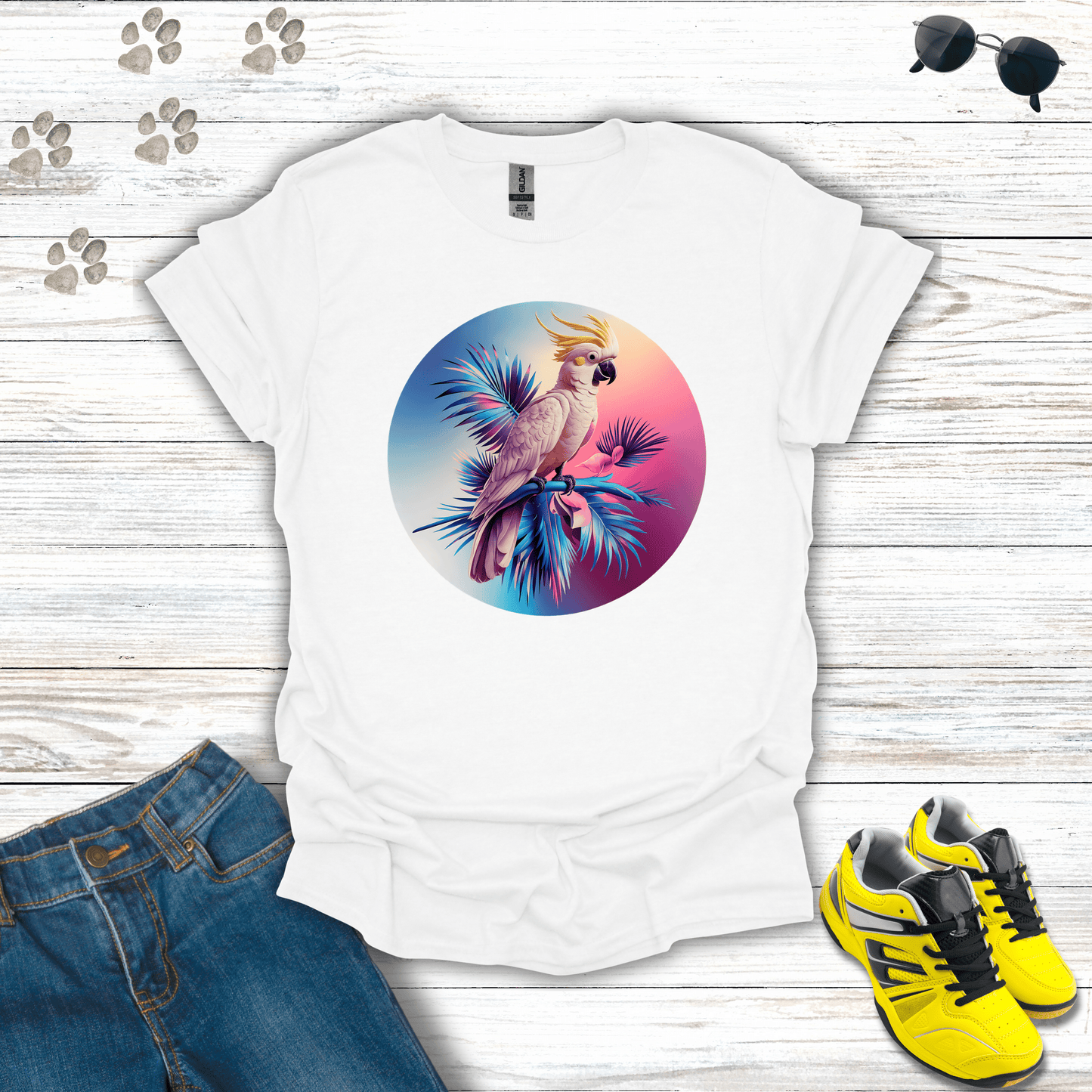 Vibrant Cockatoo T-Shirt White / S unisex graphic t-shirt