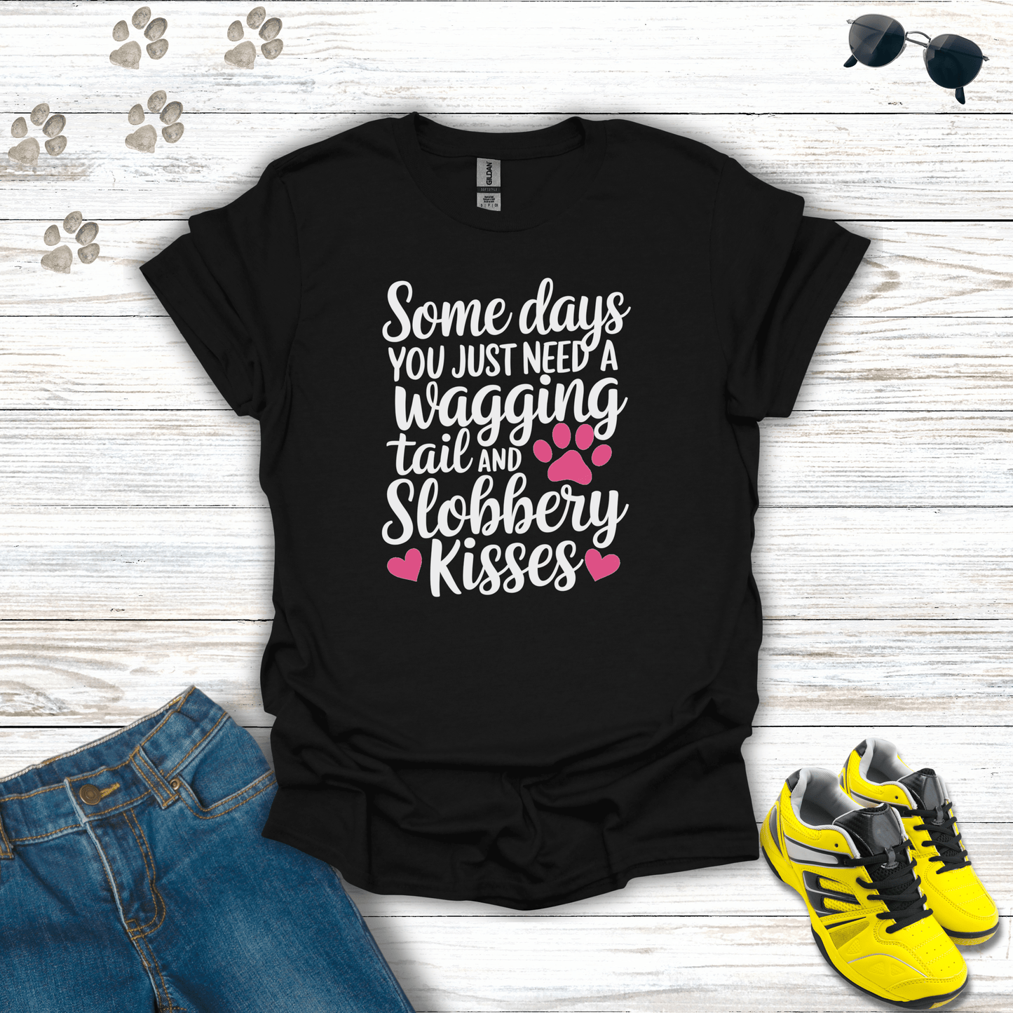 Wagging Tail and Slobbery Kisses T-shirt Black / S unisex graphic t-shirt
