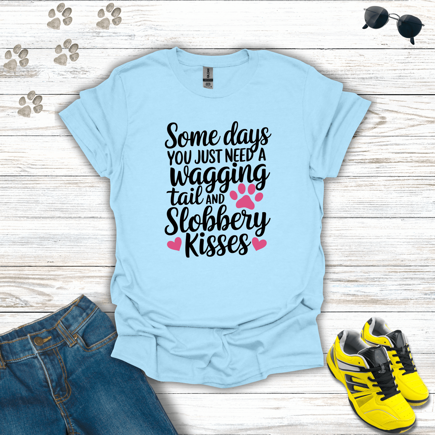 Wagging Tail and Slobbery Kisses T-shirt Light Blue / S unisex graphic t-shirt