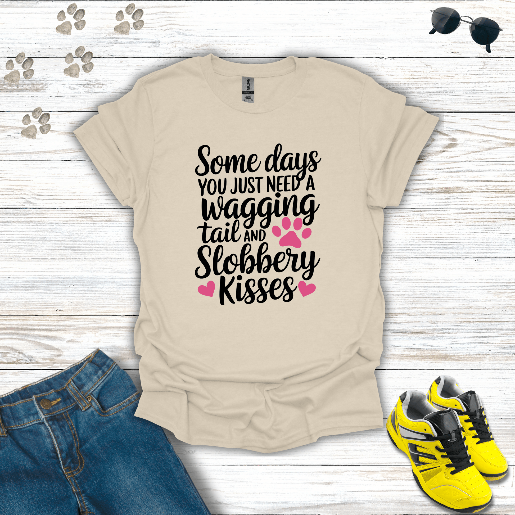 Wagging Tail and Slobbery Kisses T-shirt Natural / S unisex graphic t-shirt