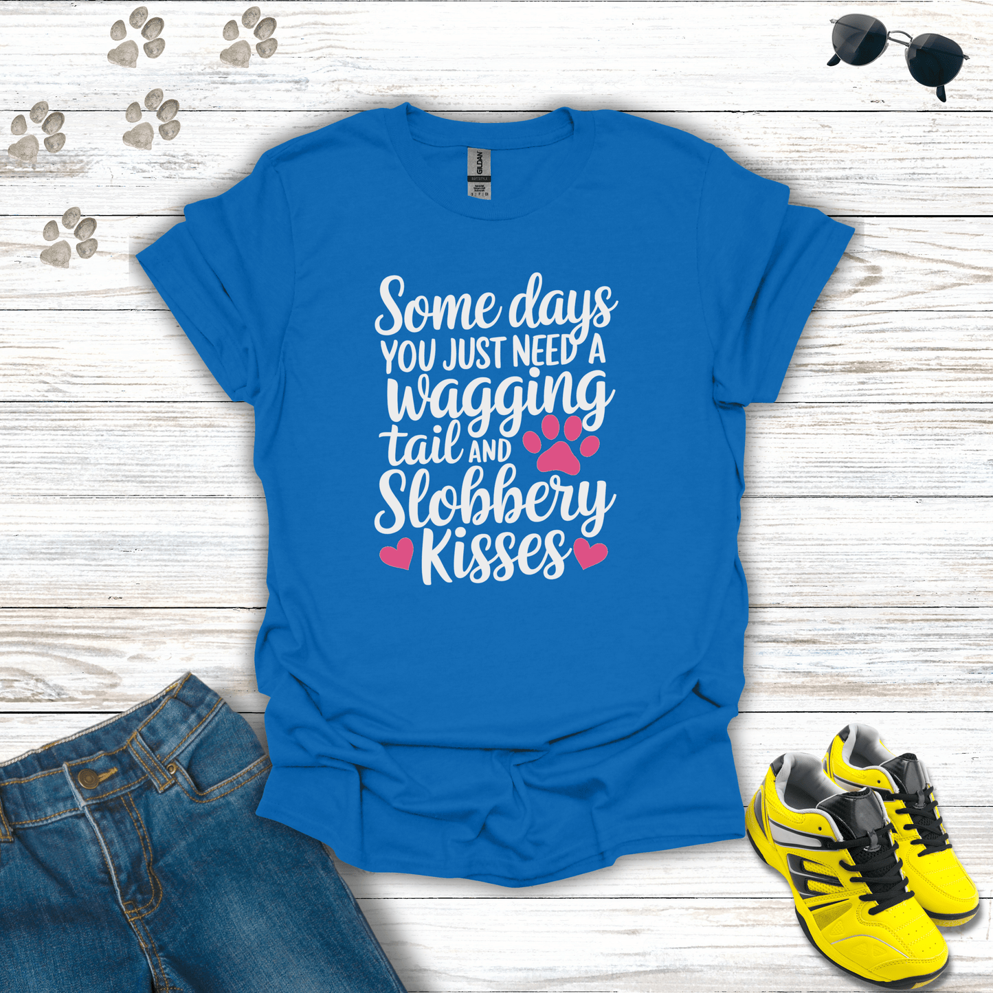 Wagging Tail and Slobbery Kisses T-shirt Royal / S unisex graphic t-shirt