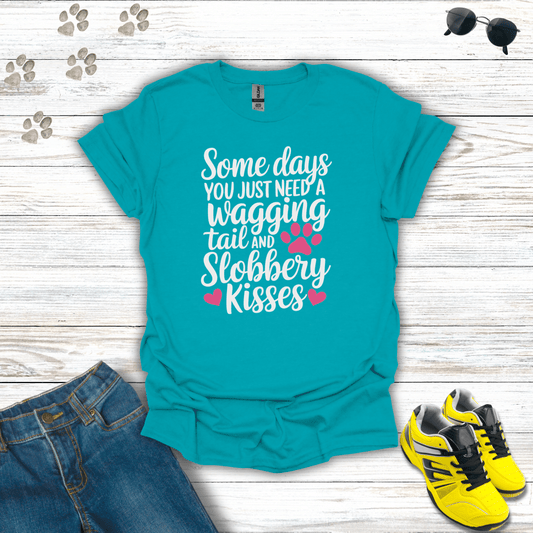 Wagging Tail and Slobbery Kisses T-shirt Tropical Blue / S unisex graphic t-shirt
