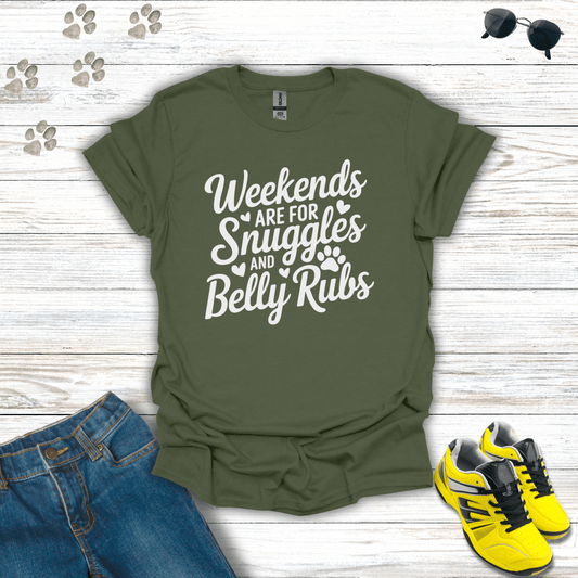 Weekend Snuggles & Belly Rubs T-Shirt Military Green / S unisex graphic t-shirt