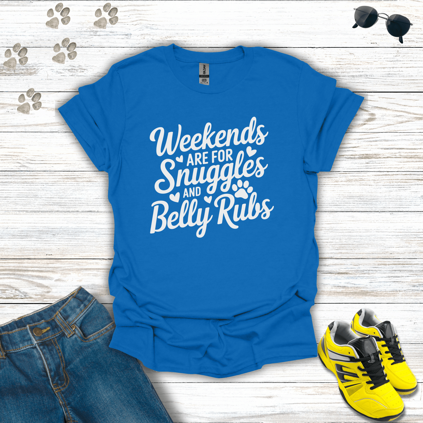 Weekend Snuggles & Belly Rubs T-Shirt Royal / S unisex graphic t-shirt