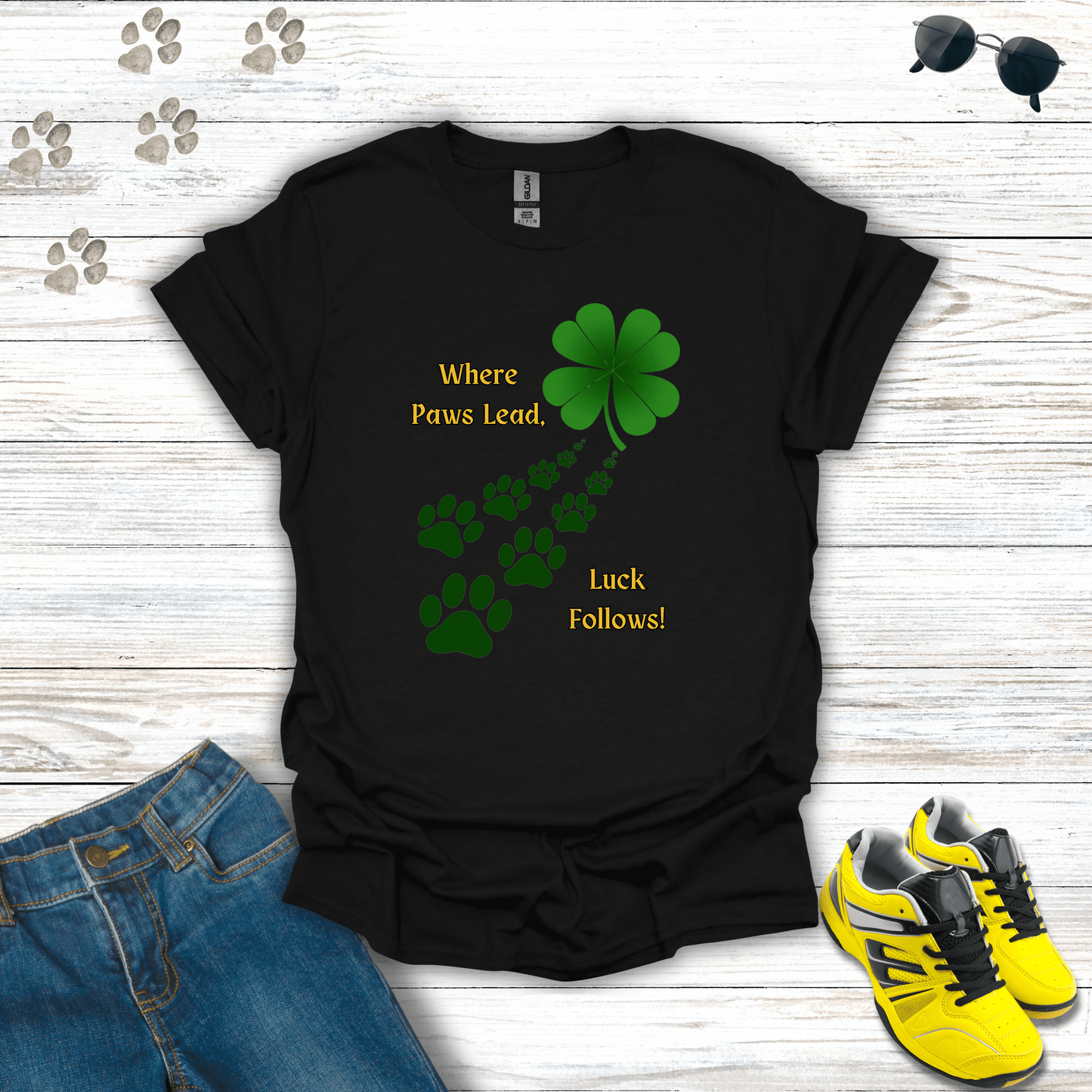Where Paws Lead T-Shirt Black / S unisex graphic t-shirt