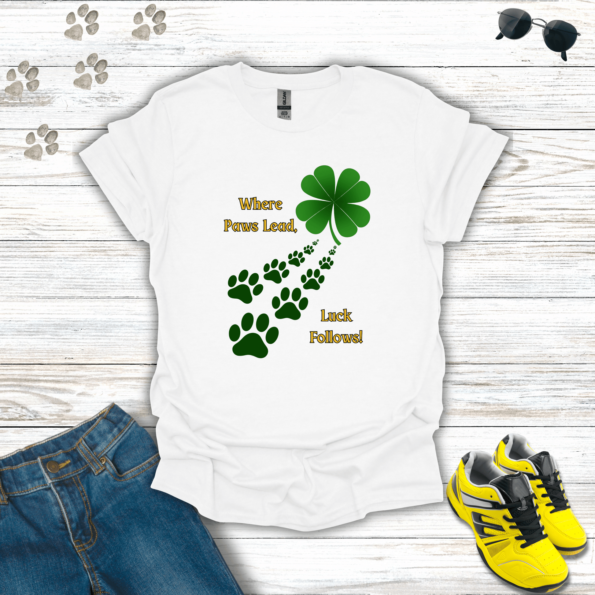 Where Paws Lead T-Shirt White / S unisex graphic t-shirt